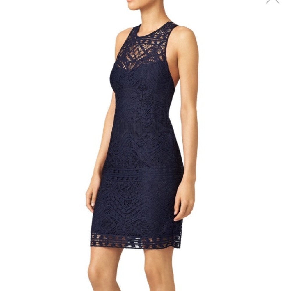 Nanette Lepore navy blue lace sheath dress